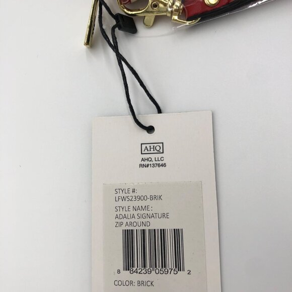 London Fog Adalia Signature Zip Around Wallet - Brick Red & White NWT - Picture 4 of 8